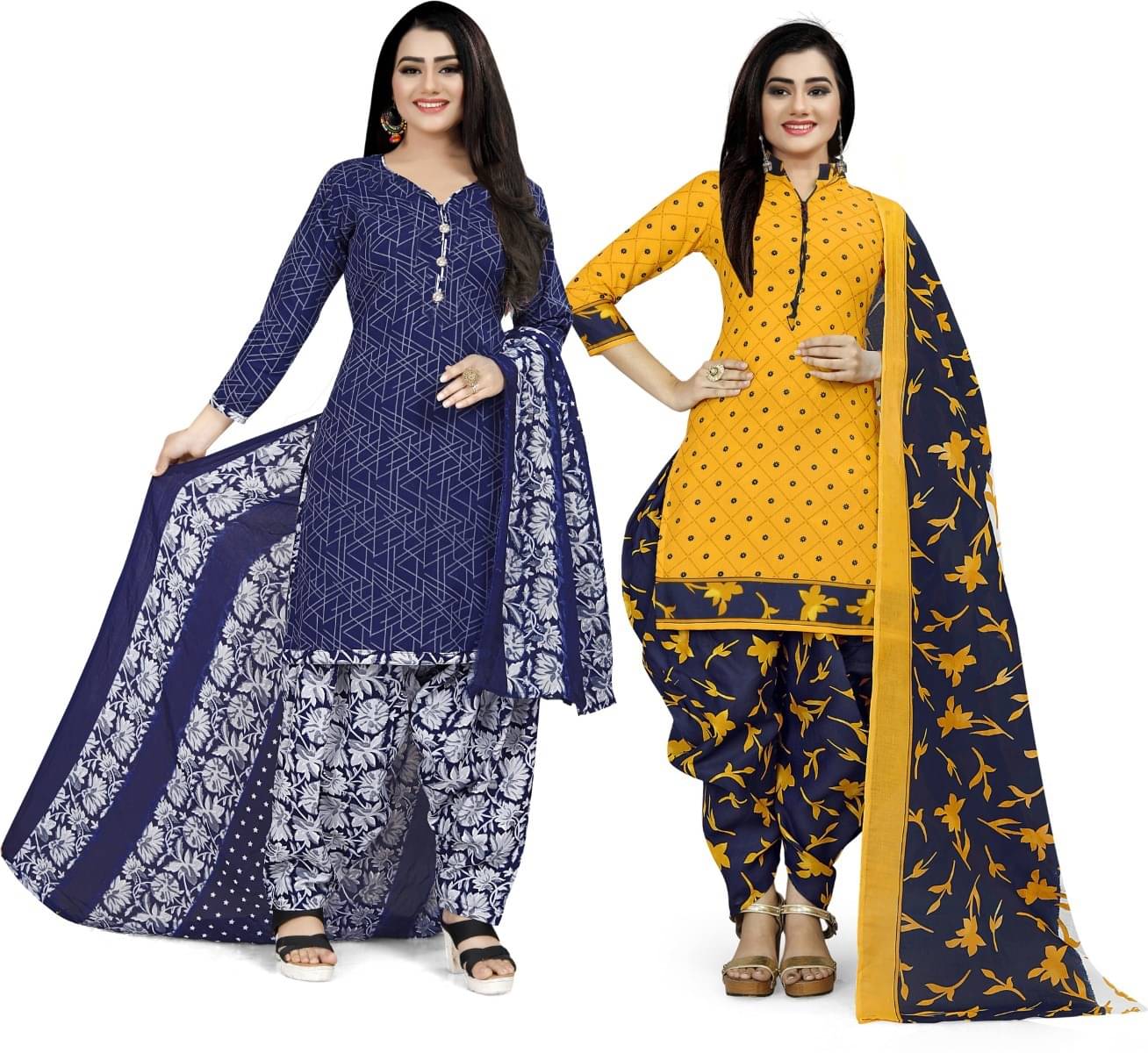 Rajnandini Unstitched Cotton Blend Printed Dress Material - Multicolor ( Pack of 2 ) Rajnandini Unstitched Cotton Blend Printed Dress Material - Multicolor ( Pack of 2 )