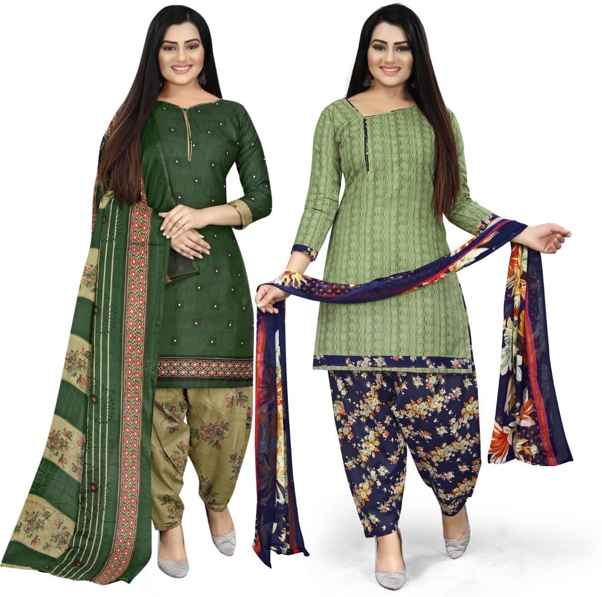 Rajnandini Unstitched Cotton Blend Printed Dress Material - Multicolor ( Pack of 2 ) Rajnandini Unstitched Cotton Blend Printed Dress Material - Multicolor ( Pack of 2 )
