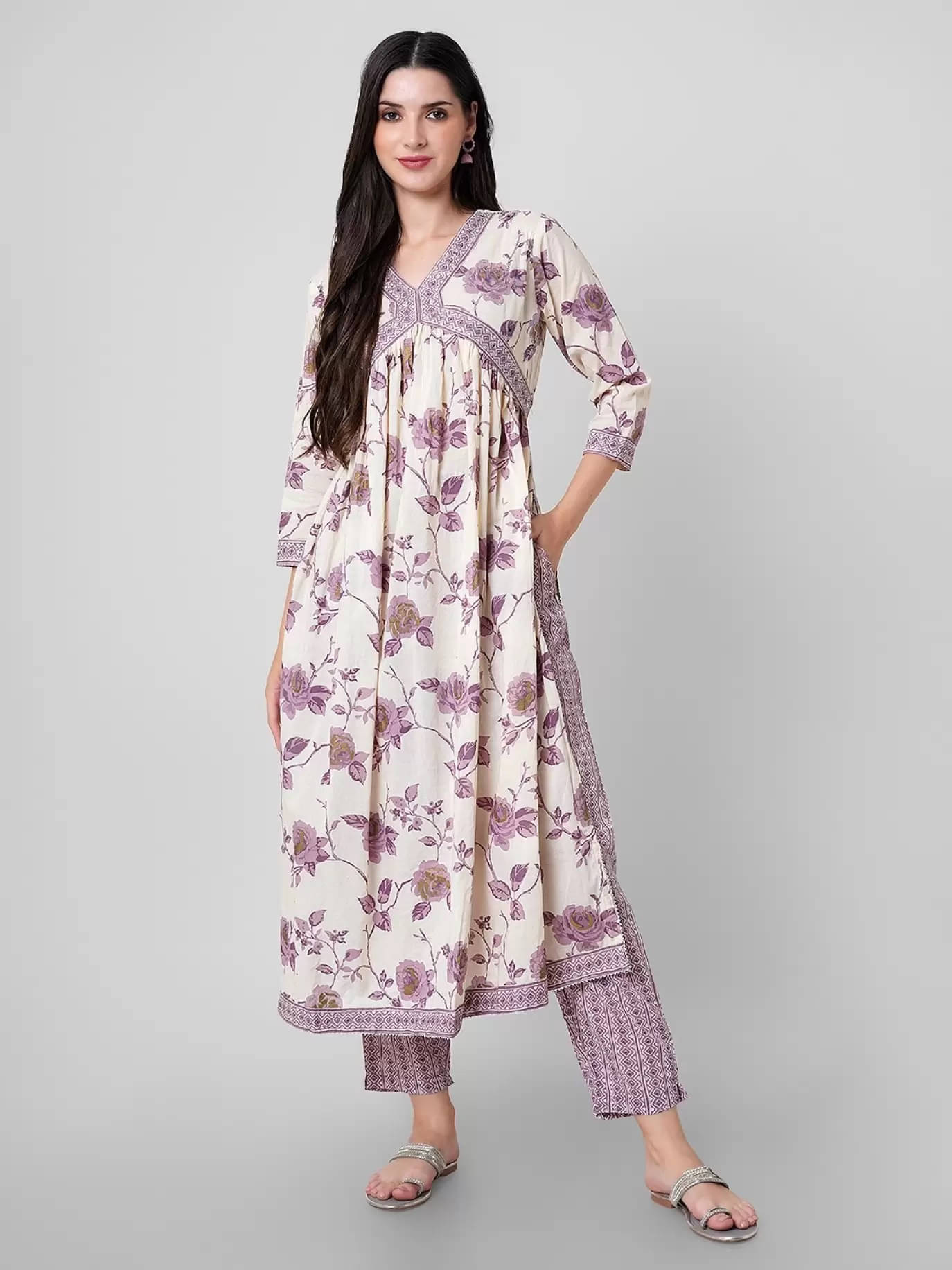 Royal Export Cotton Blend Printed Kurti With Pants Women's Stitched Salwar Suit - Purple ( Pack of 1 ) Royal Export Cotton Blend Printed Kurti With Pants Women's Stitched Salwar Suit - Purple ( Pack of 1 )