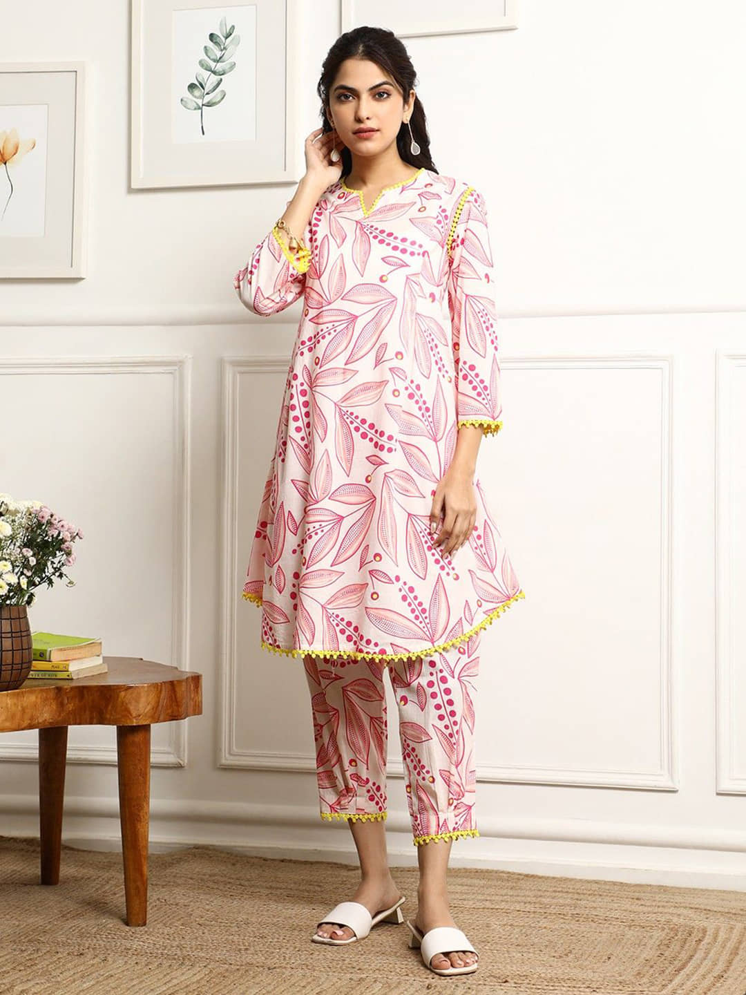 Royal Export Cotton Blend Printed Kurti With Pants Women's Stitched Salwar Suit - Pink ( Pack of 1 )