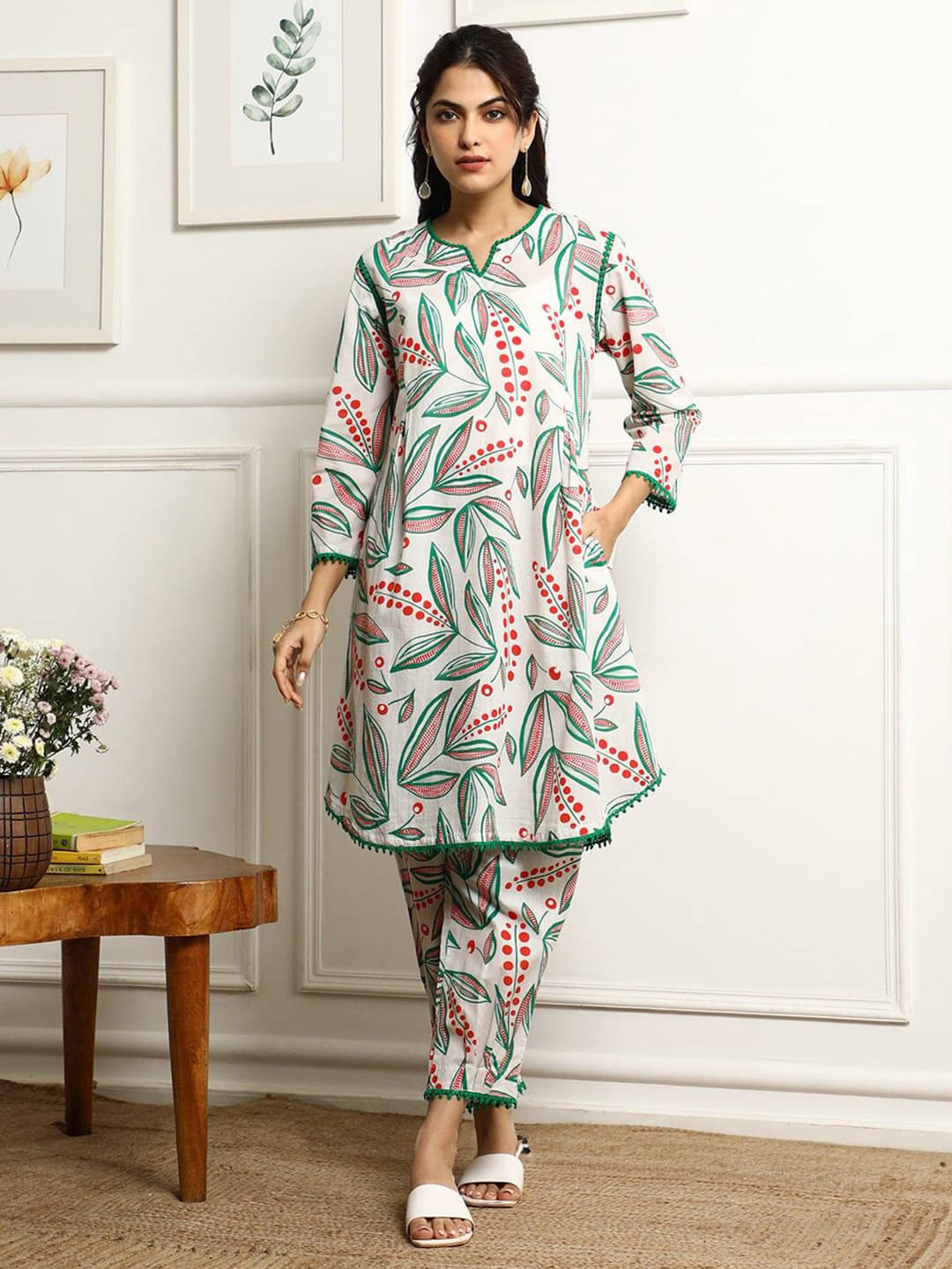 Royal Export Cotton Blend Printed Kurti With Pants Women's Stitched Salwar Suit - Green ( Pack of 1 ) Royal Export Cotton Blend Printed Kurti With Pants Women's Stitched Salwar Suit - Green ( Pack of 1 )