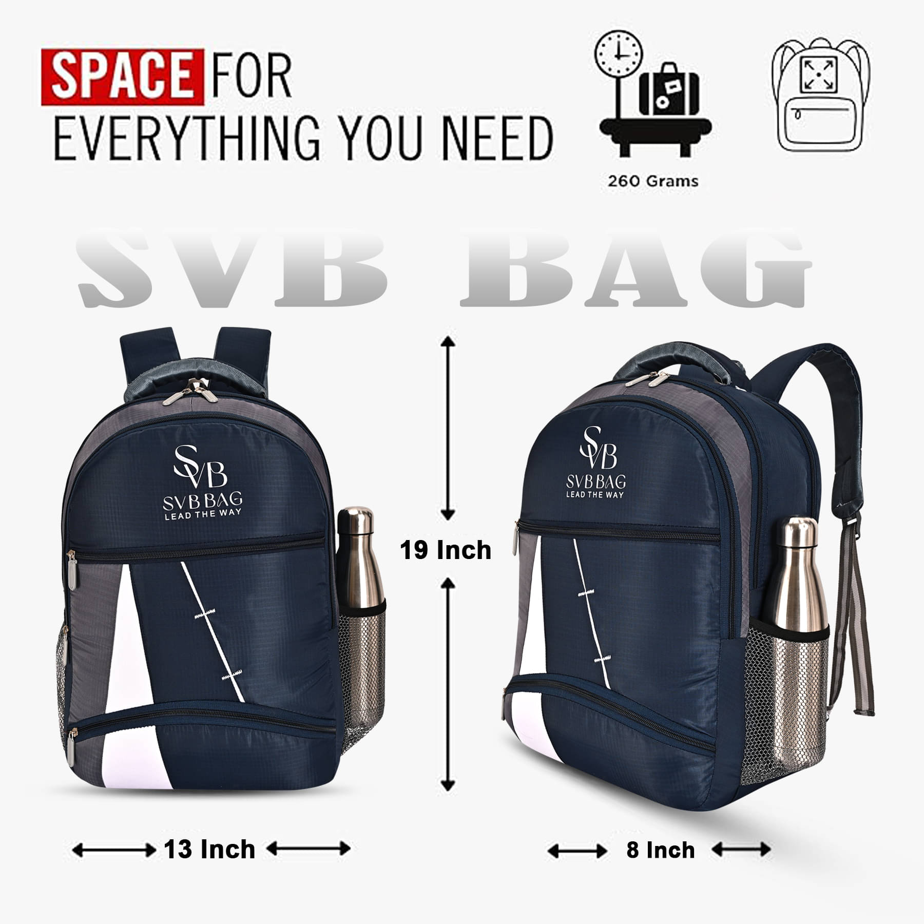     			SVB BAG 40 Ltrs Polyester Backpack *For Boys & Girls ( Blue )