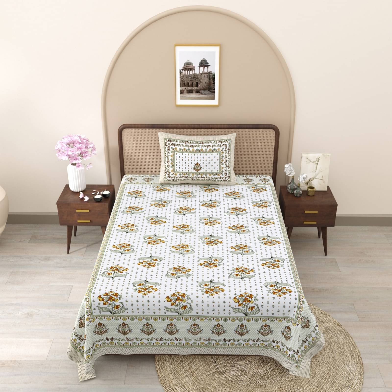 Shubastik Cotton 1 Single Bedsheet with 1 Pillow Cover ( Yellow ) Shubastik Cotton 1 Single Bedsheet with 1 Pillow Cover ( Yellow )