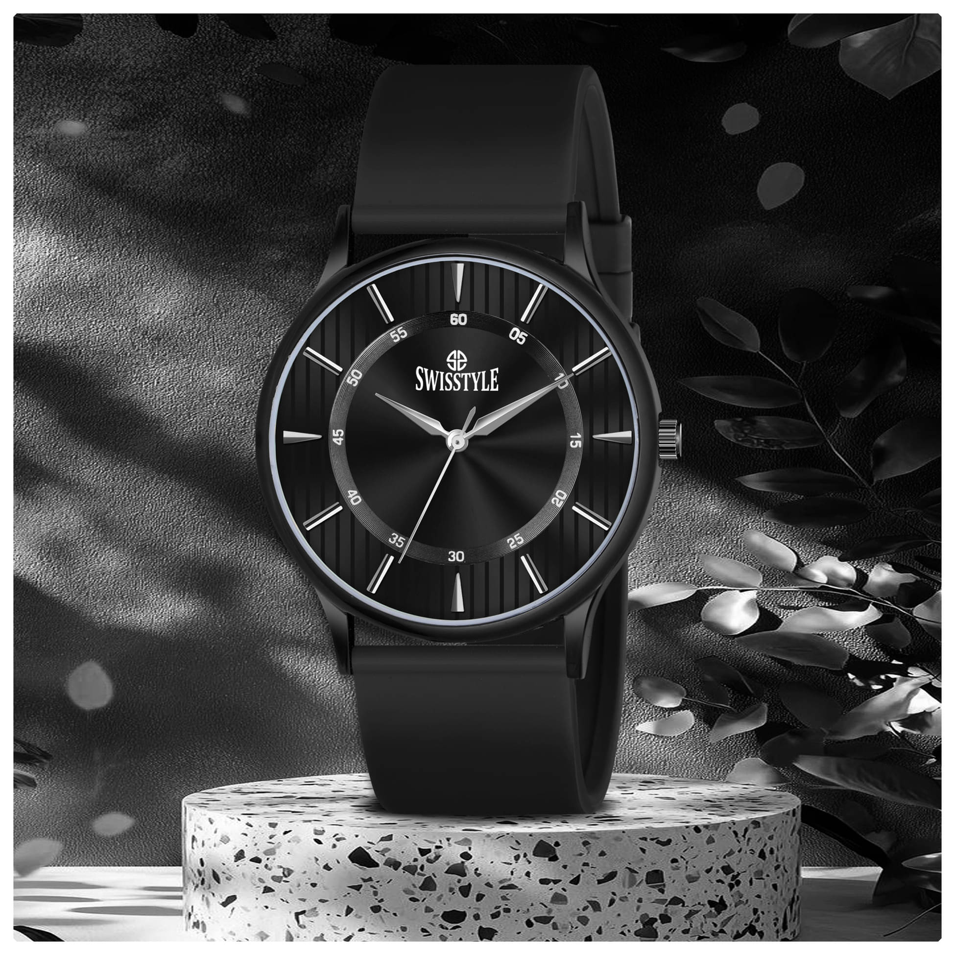     			Swisstyle Black Silicon Analog Men's Watch