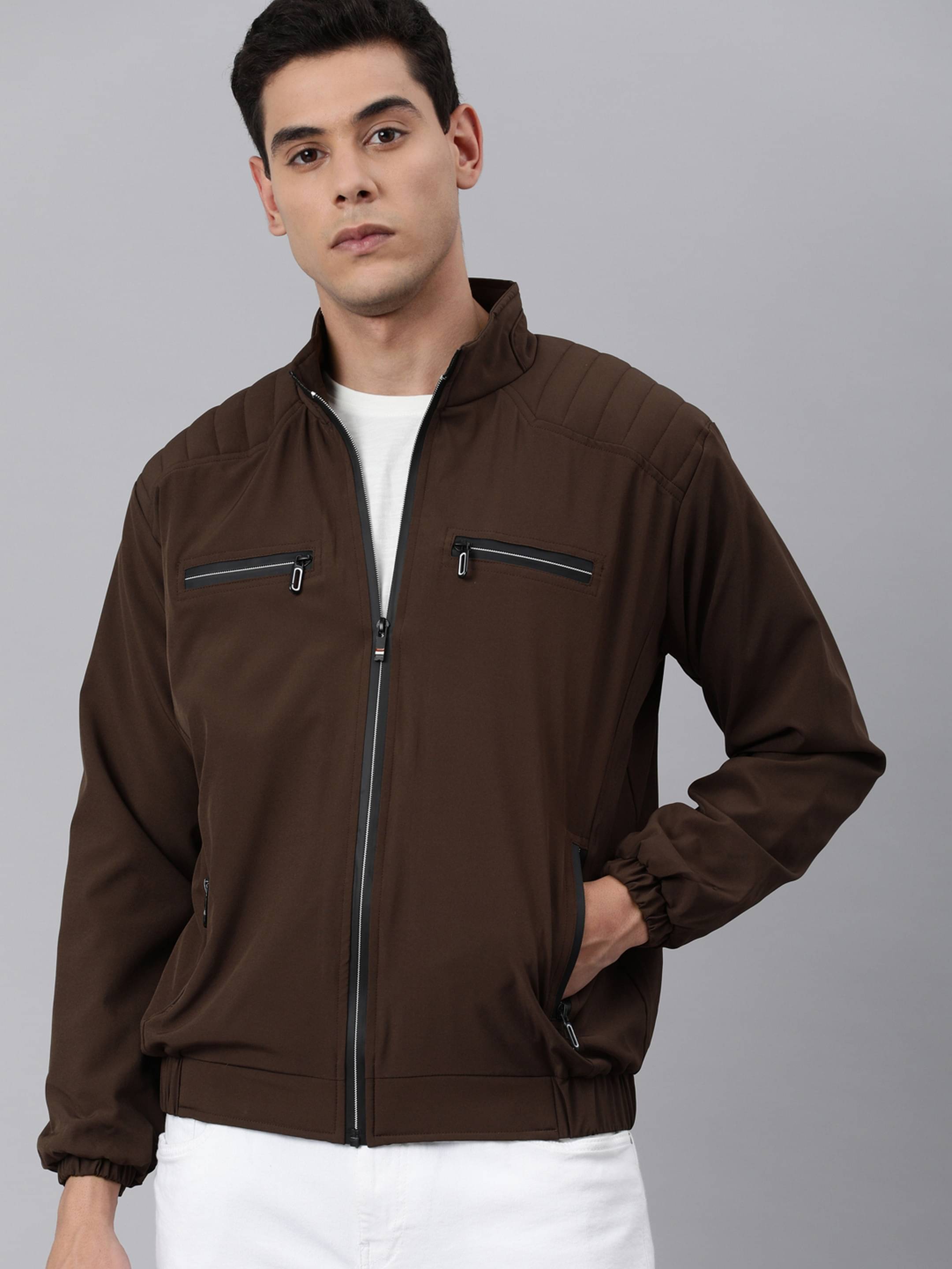     			VOXATI Polyester Men's Windcheater Jacket - Brown ( Pack of 1 )