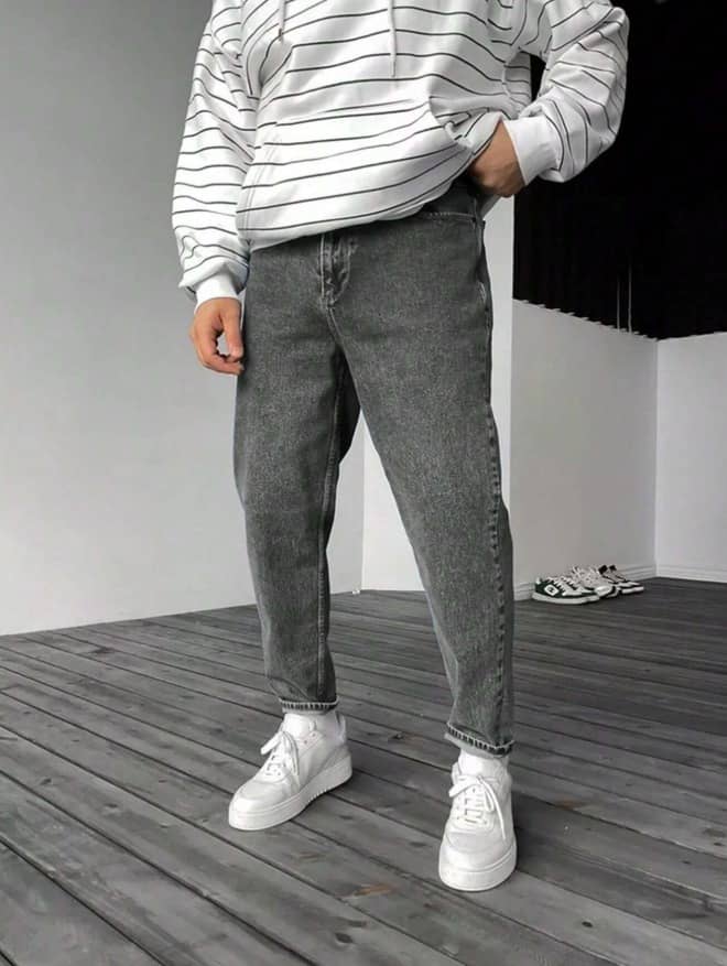 WOOMNY Regular Fit Faded Men's Jeans - Charcoal ( Pack of 1 ) - Jeans | Buy online on ZillyBuy