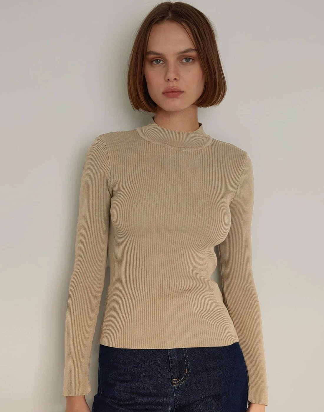 clafoutis Women Lycra Solid Slim Fit High Neck T-Shirt ( Beige ) clafoutis Women Lycra Solid Slim Fit High Neck T-Shirt ( Beige )