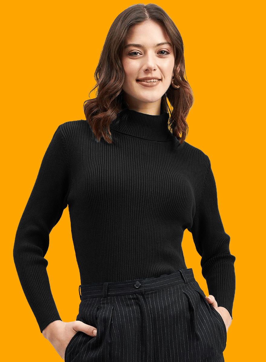 clafoutis Women Lycra Solid Slim Fit Turtle Neck T-Shirt ( Black ) clafoutis Women Lycra Solid Slim Fit Turtle Neck T-Shirt ( Black )