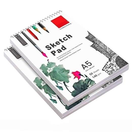 freedy 50 Sheet A5 Sketchbook Pack of 2 -5.8 x 8.3 Inch 140 GSM| Top Spiral-Bound Sketchpad for Artists | Sketching and Drawing Acid Free Paper, for Doodling for Professional & acadmic use(A) freedy 50 Sheet A5 Sketchbook Pack of 2 -5.8 x 8.3 Inch 140 GSM| Top Spiral-Bound Sketchpad for Artists | Sketching and Drawing Acid Free Paper, for Doodling for Professional & acadmic use(A)