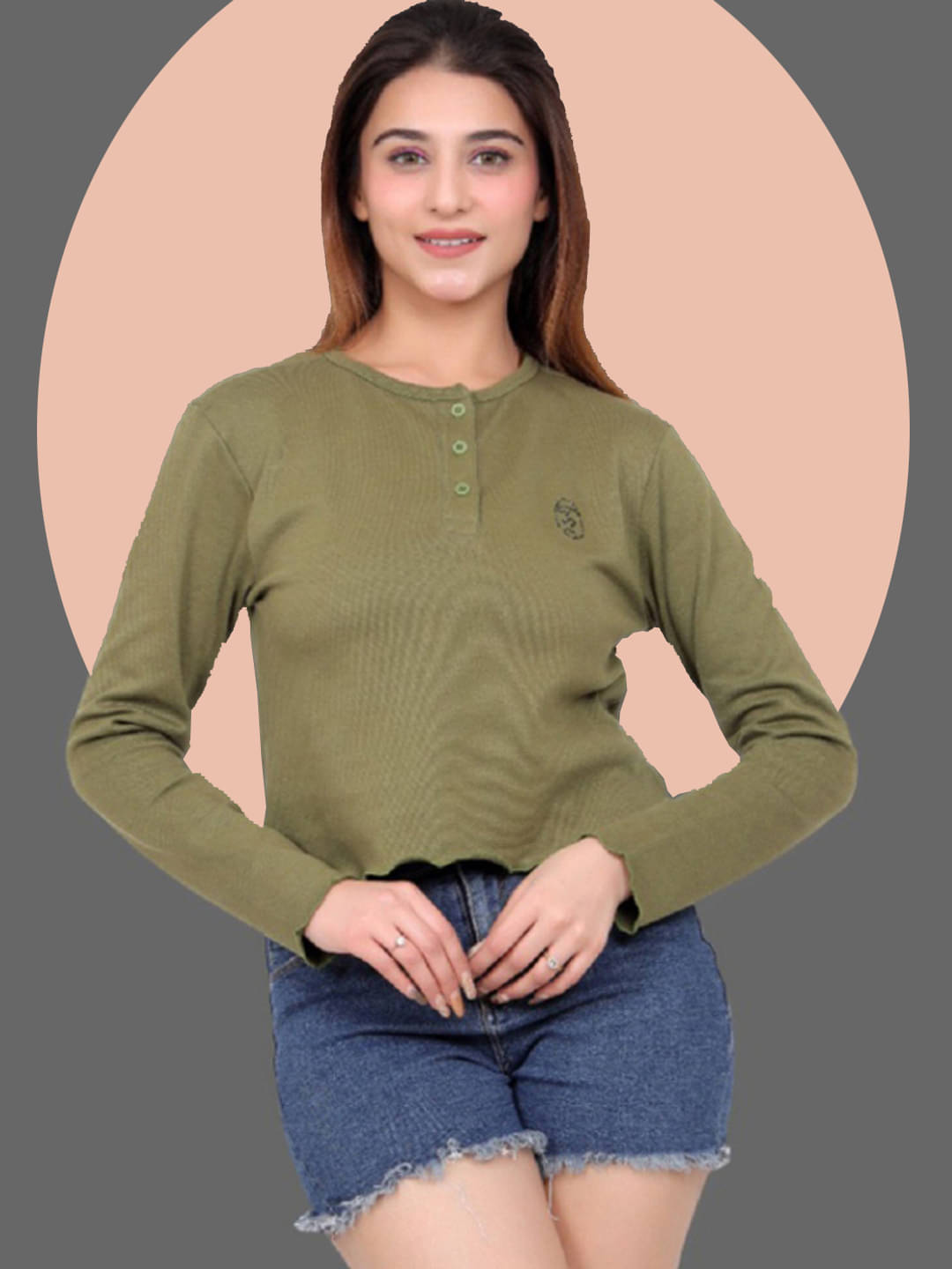     			BELLAFINO Women's Cotton Blend Regular Top ( Olive )