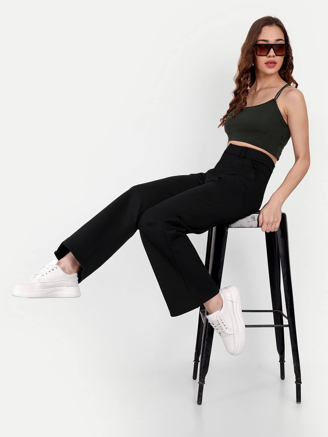    			Broadstar Pack of 1 Polyester Straight Women's Casual Pants ( Black )