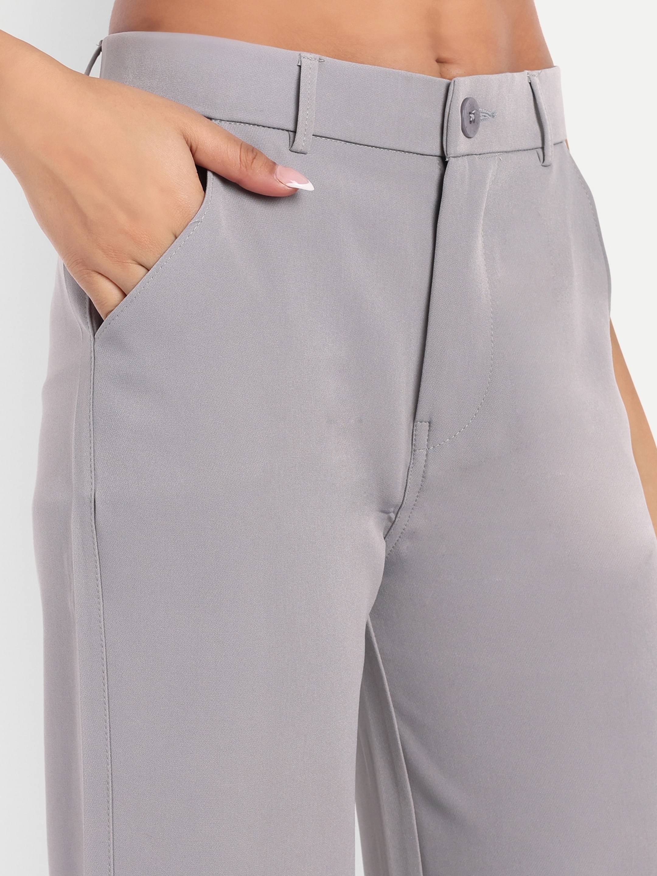     			Broadstar Pack of 1 Polyester Straight Women's Casual Pants ( Light Grey )