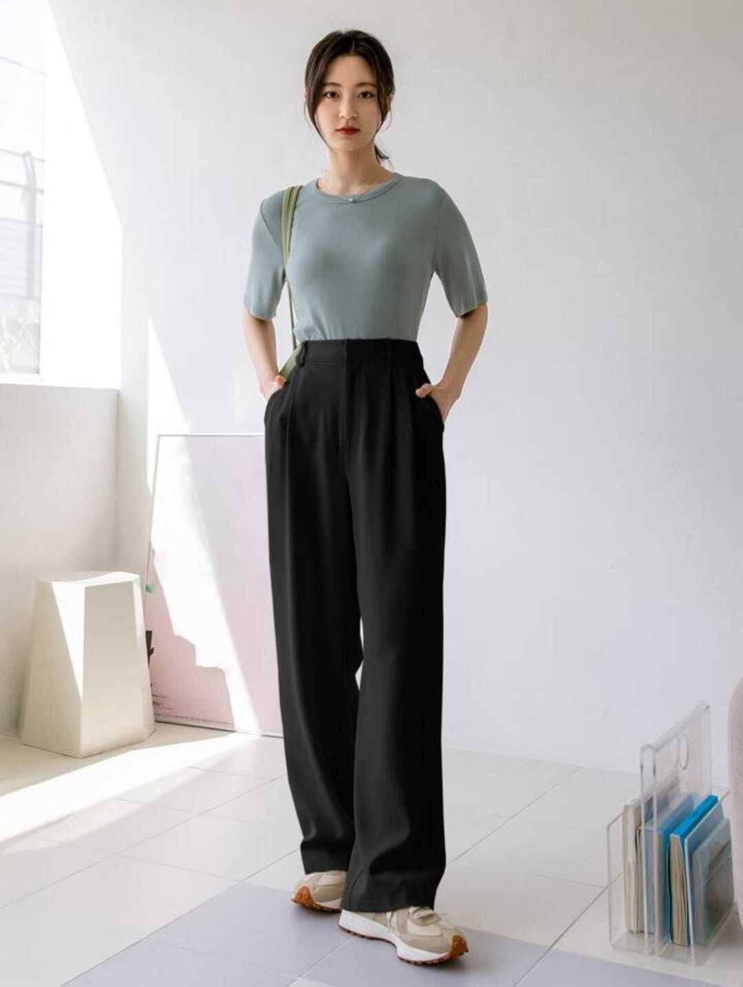     			Broadstar Pack of 1 Polyester Baggy Women's Casual Pants ( Black )