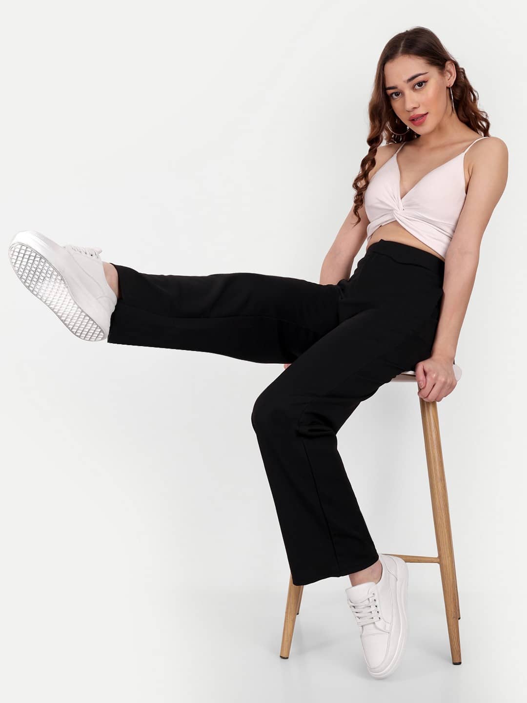 Broadstar Pack of 1 Polyester Straight Women's Casual Pants ( Black ) - Trousers | Buy online on ZillyBuy