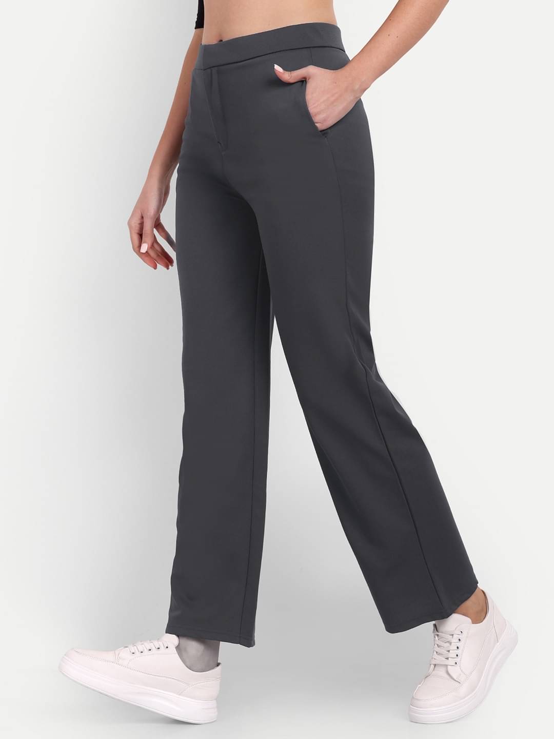     			Broadstar Pack of 1 Polyester Straight Women's Casual Pants ( Dark Grey )