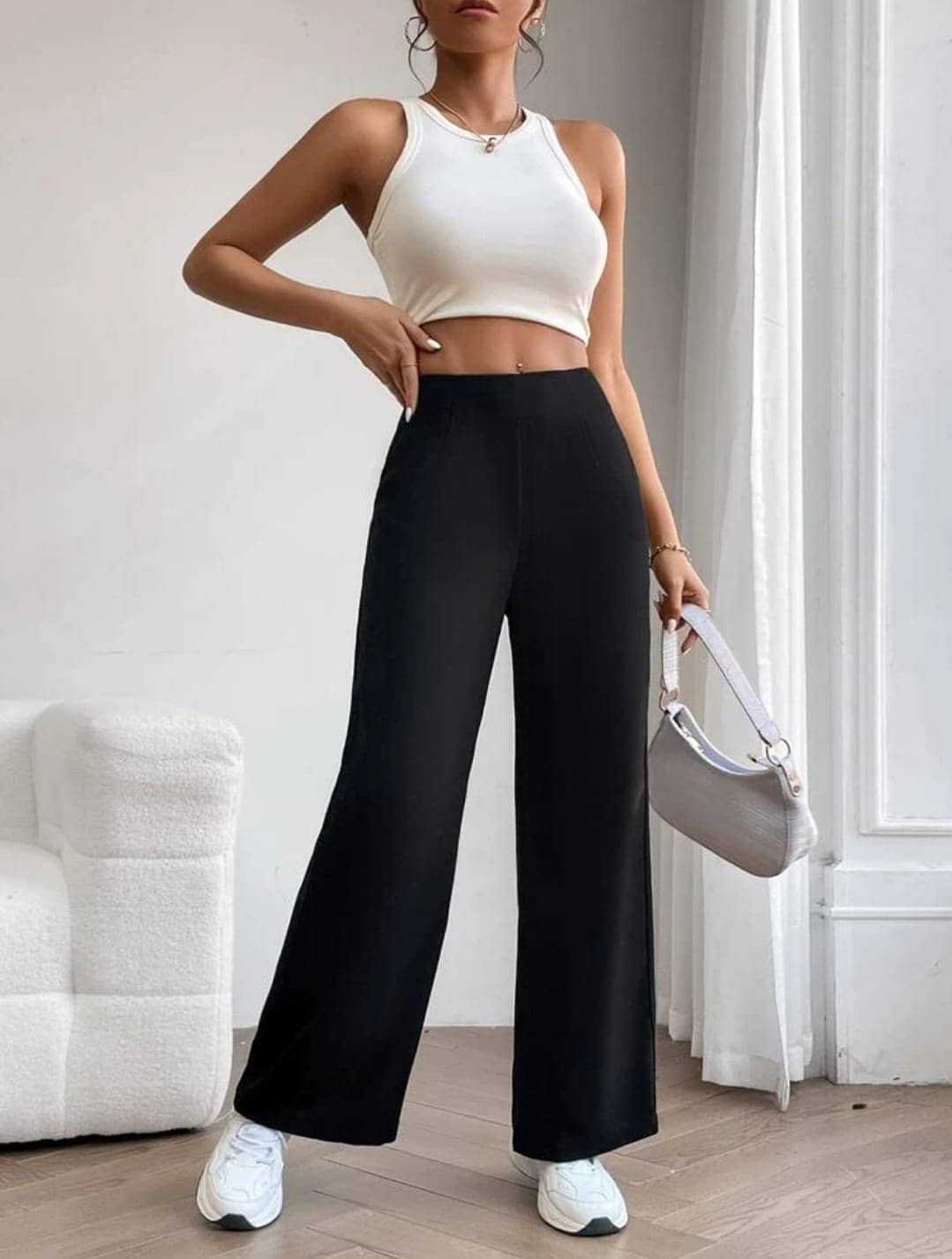 Broadstar Pack of 1 Polyester Loose Women's Casual Pants ( Black ) - Trousers | Buy online on ZillyBuy