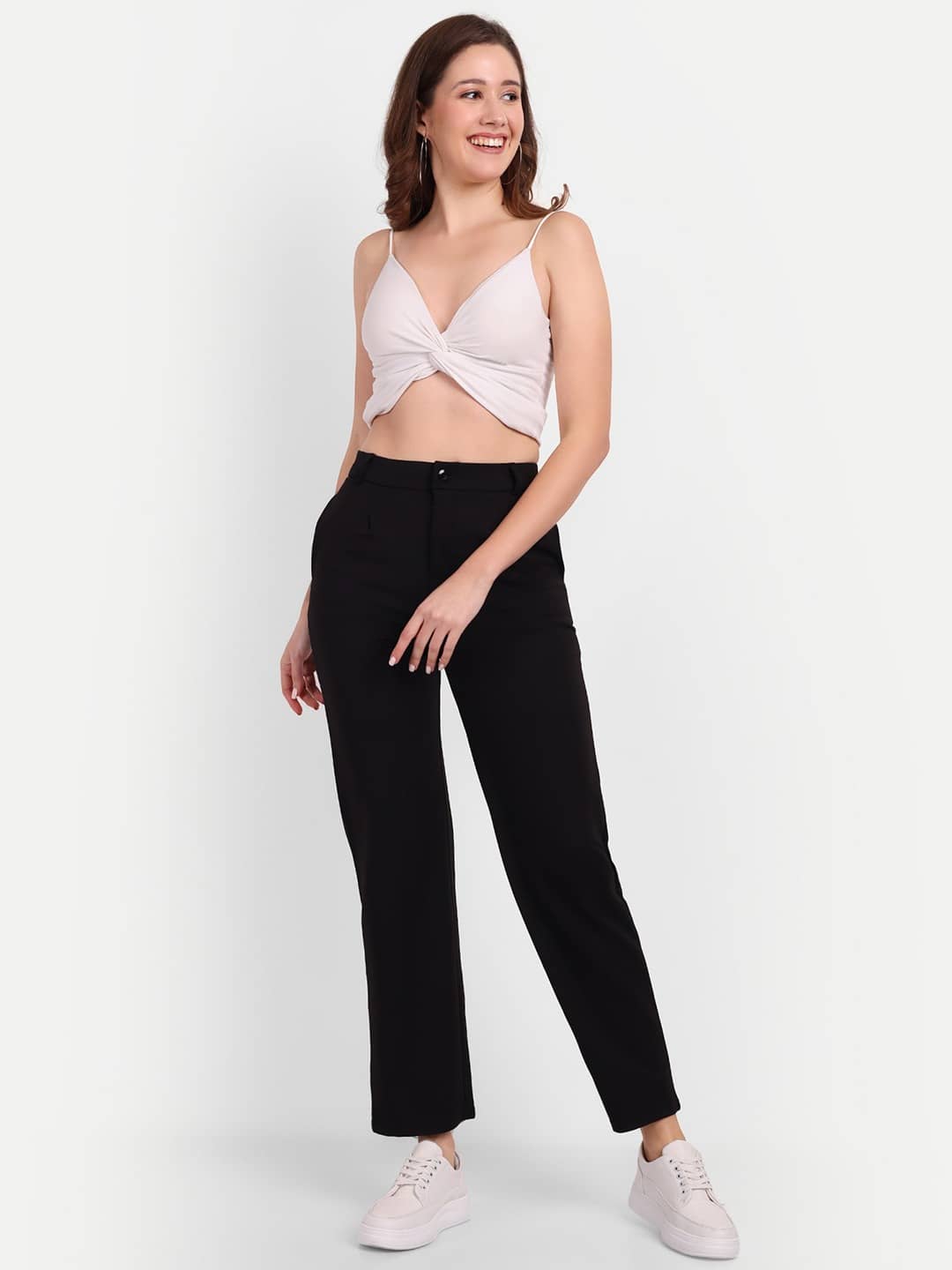 Broadstar Pack of 1 Polyester Straight Women's Casual Pants ( Black ) - Trousers | Buy online on ZillyBuy