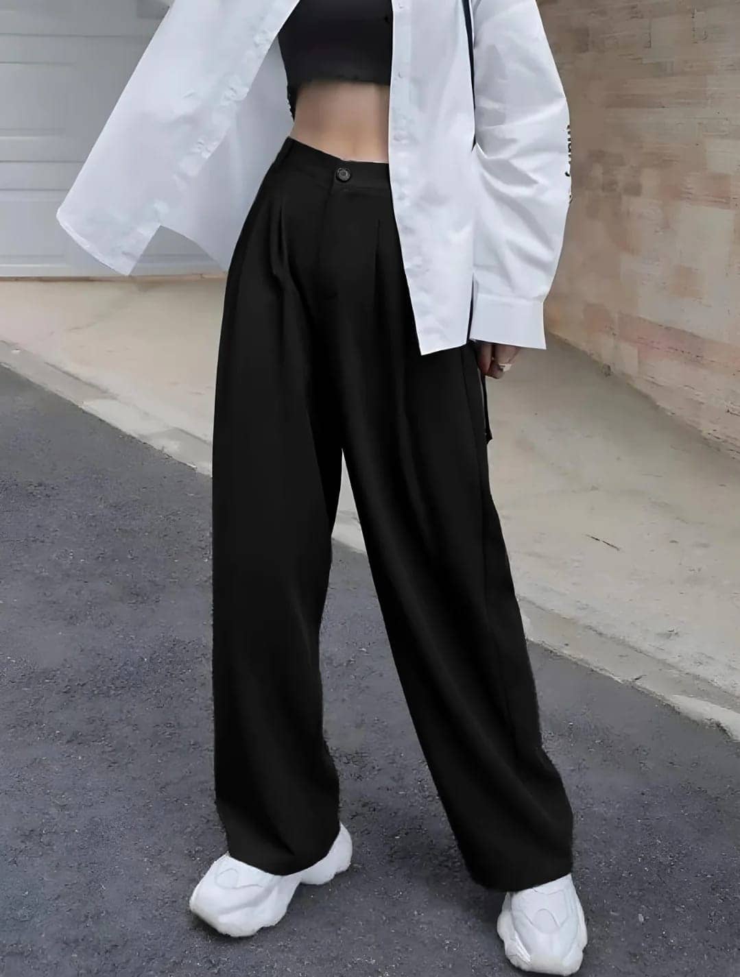 Broadstar Pack of 1 Polyester Straight Women's Casual Pants ( Black ) - Trousers | Buy online on ZillyBuy