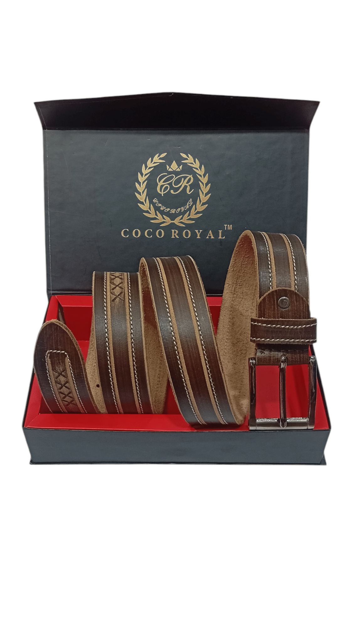     			COCO ROYAL - Dark Brown 100% Leather Men's Casual Belt ( Pack of 1 )