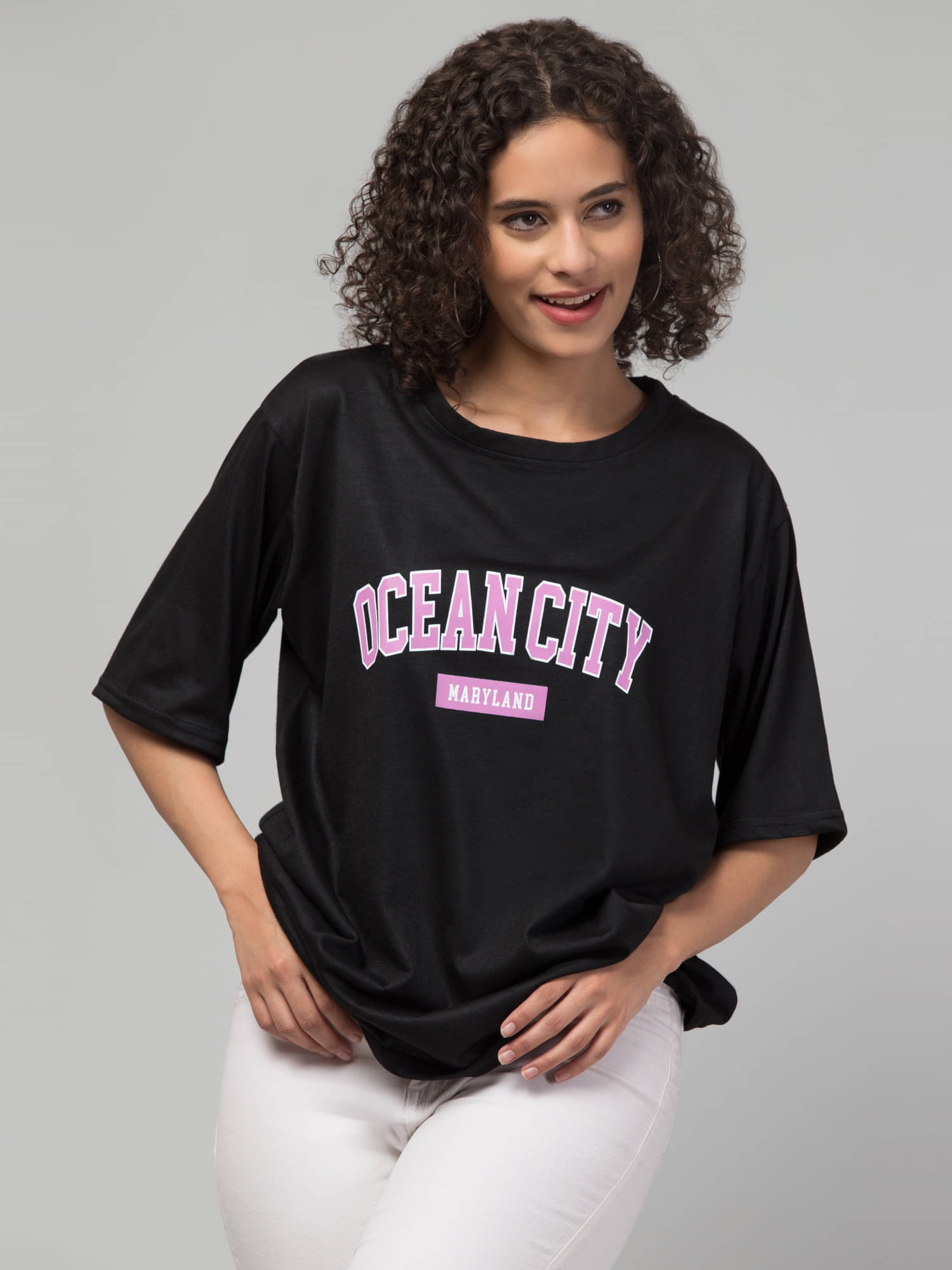 Culpi Women Cotton Blend Self Design Oversized Fit Round Neck T-Shirt ( Black ) Culpi Women Cotton Blend Self Design Oversized Fit Round Neck T-Shirt ( Black )