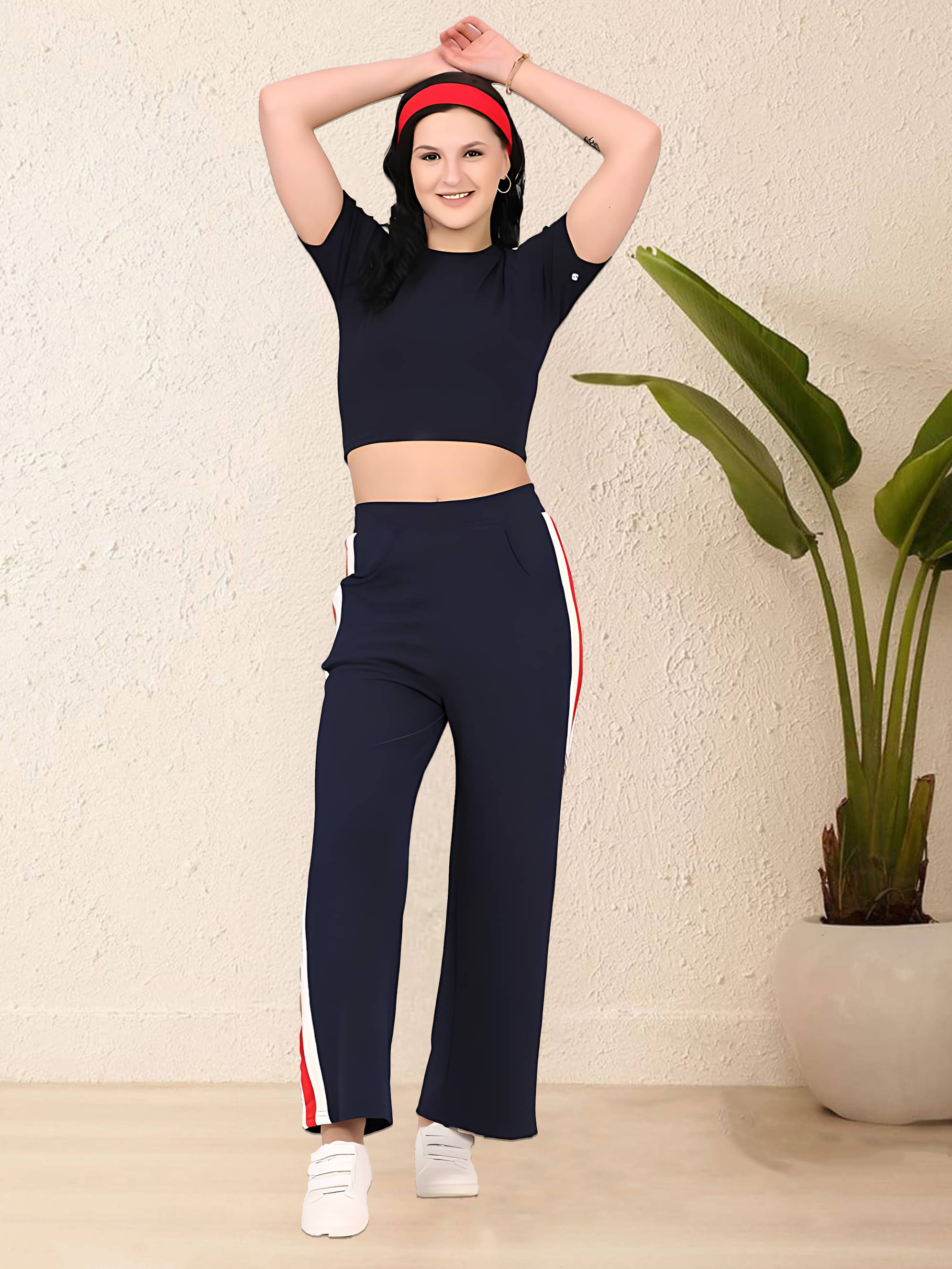     			DTR FASHION Blue Cotton Blend Striped Tracksuit - Pack of 1
