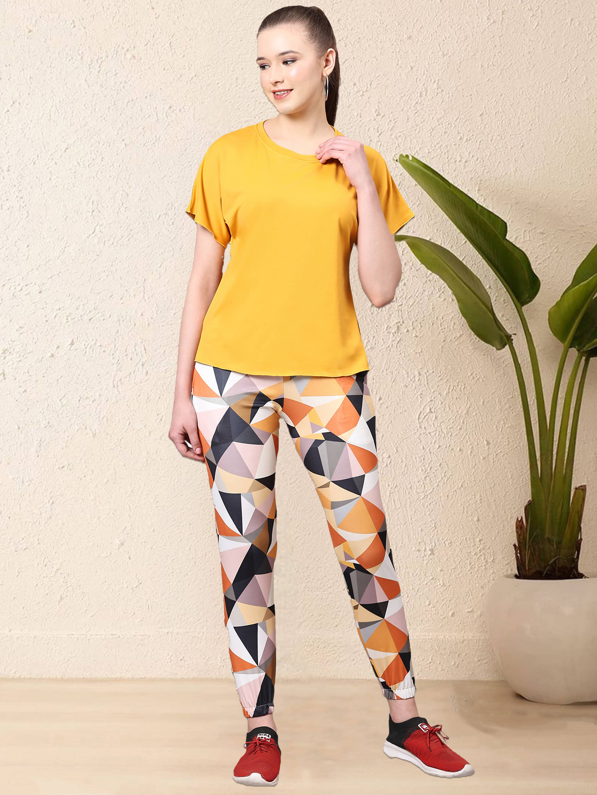    			DTR FASHION Yellow Cotton Blend Solid Tracksuit - Pack of 1