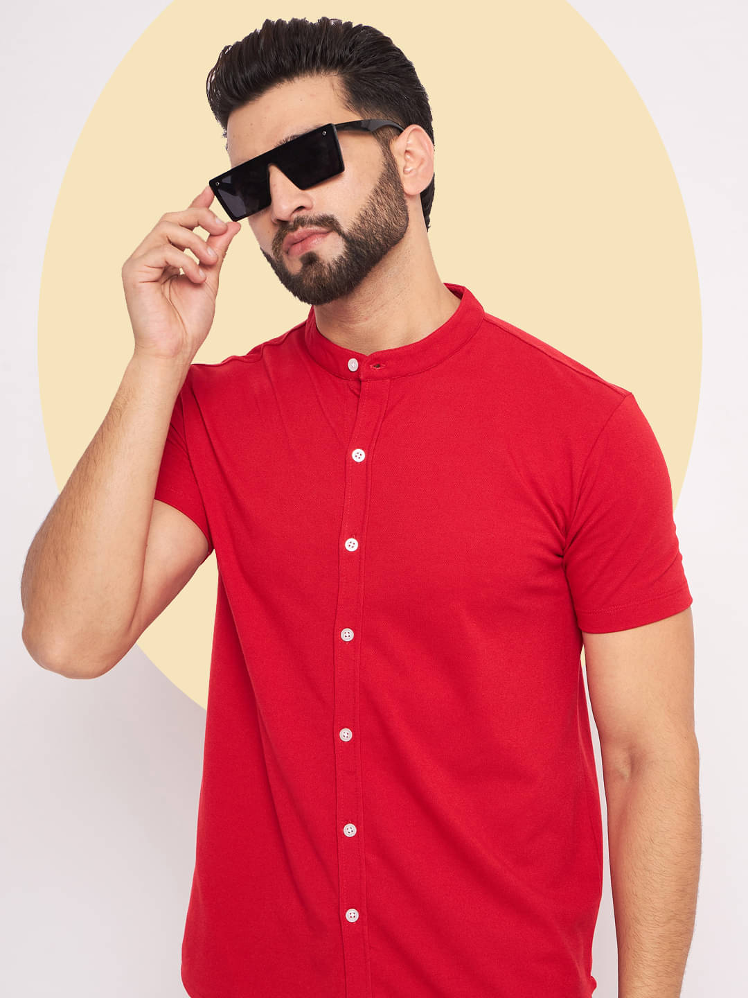     			GET GOLF Cotton Blend Regular Fit Solids Half Sleeves Men's Casual Shirt - Red ( Pack of 1 )