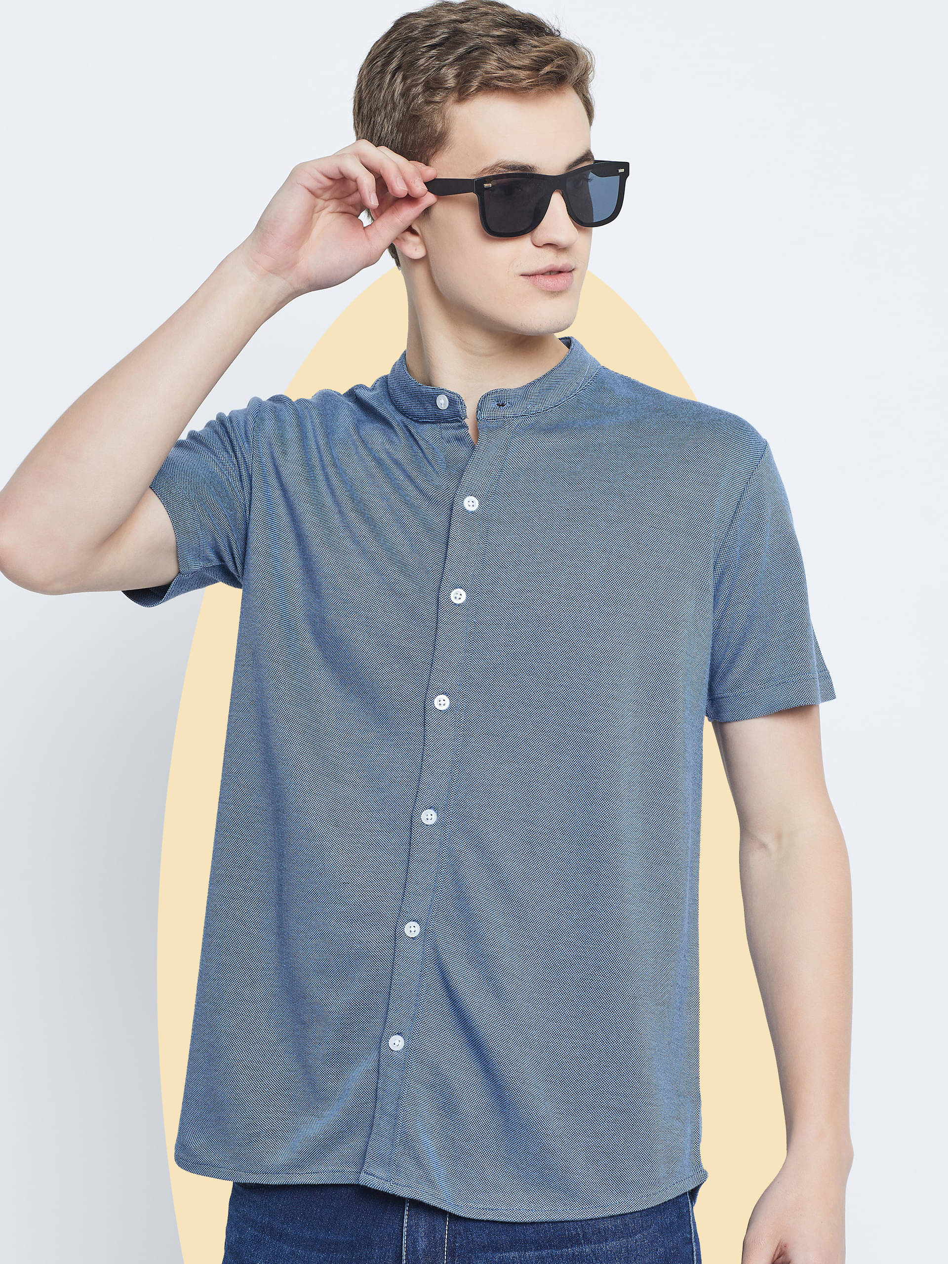 GET GOLF Cotton Blend Regular Fit Self Design Half Sleeves Men's Casual Shirt - Blue ( Pack of 1 ) GET GOLF Cotton Blend Regular Fit Self Design Half Sleeves Men's Casual Shirt - Blue ( Pack of 1 )
