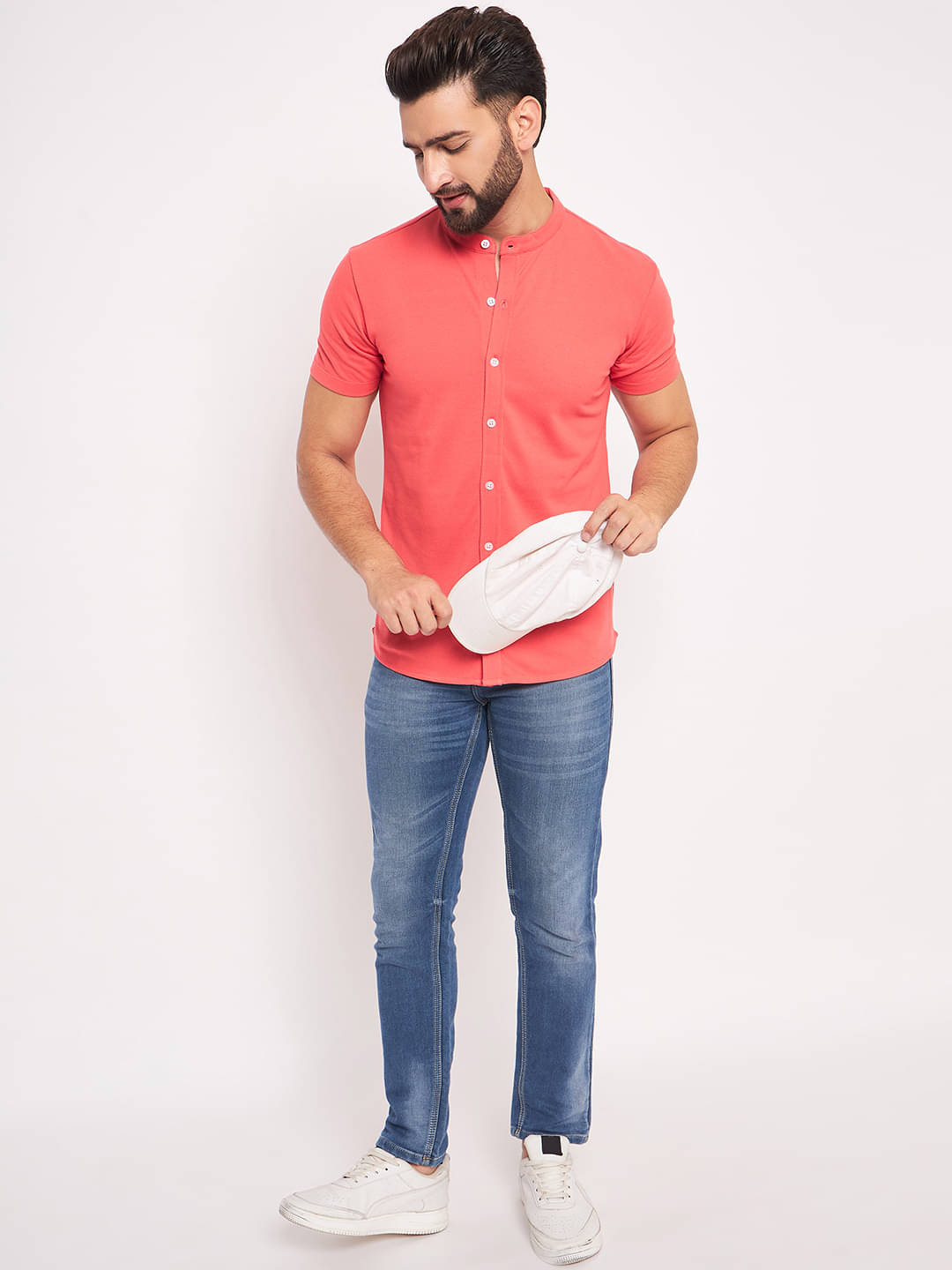     			GET GOLF Cotton Blend Regular Fit Solids Half Sleeves Men's Casual Shirt - Orange ( Pack of 1 )