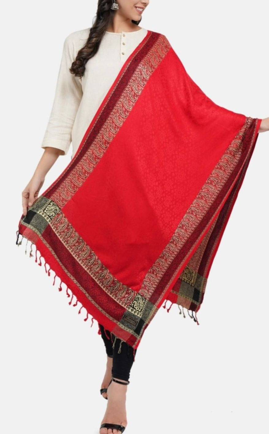 KASHMIRI Red Wool Women's Stole ( Pack of 1 ) KASHMIRI Red Wool Women's Stole ( Pack of 1 )