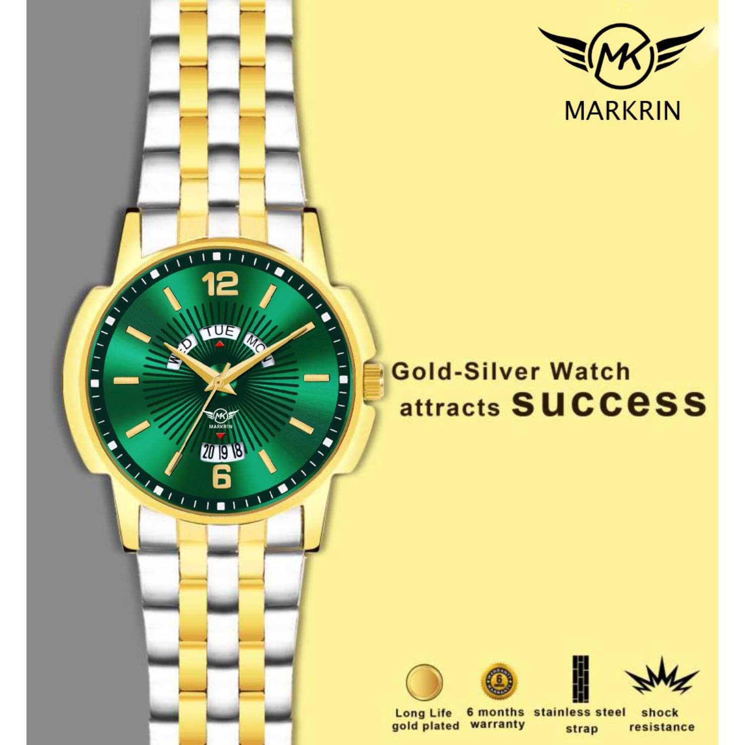    			MARKRIN Gold Stainless Steel Analog Men's Watch