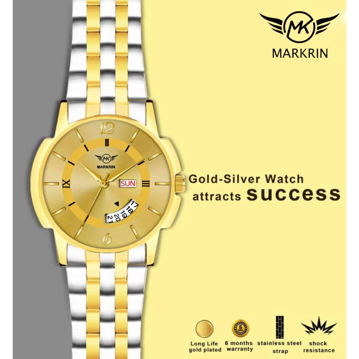     			MARKRIN Gold Stainless Steel Analog Men's Watch