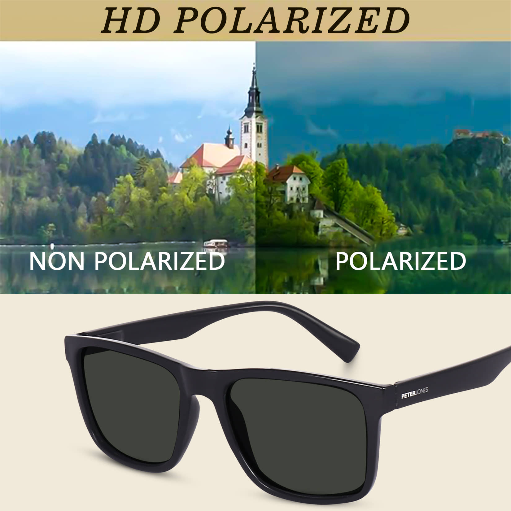 Peter Jones Black Square Sunglasses ( Pack of 1 ) - Sunglasses | Buy online on ZillyBuy