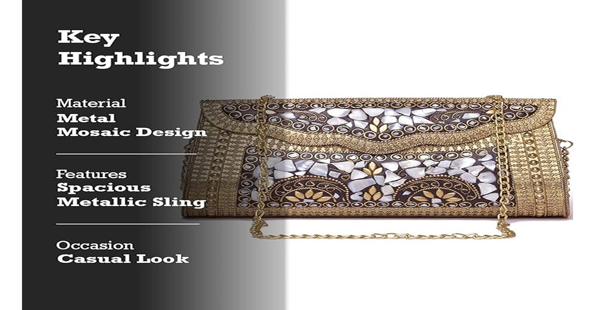     			Shakuntla Vintage Gold Metal Crossbody
