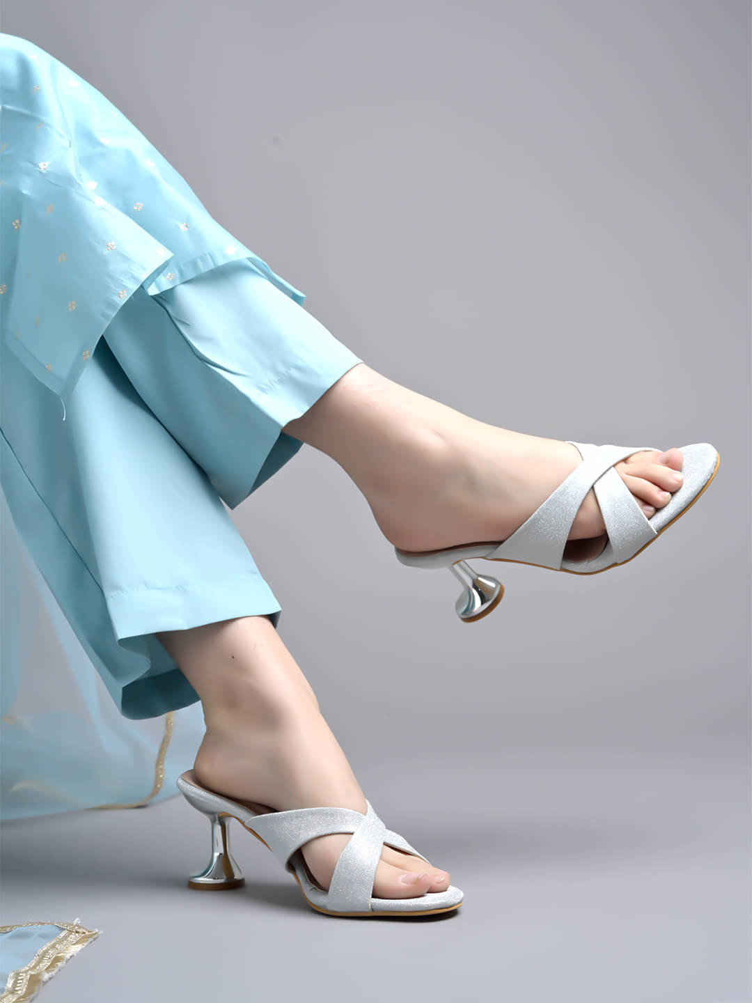 Shoetopia Silver Women's Sandal Heels Shoetopia Silver Women's Sandal Heels