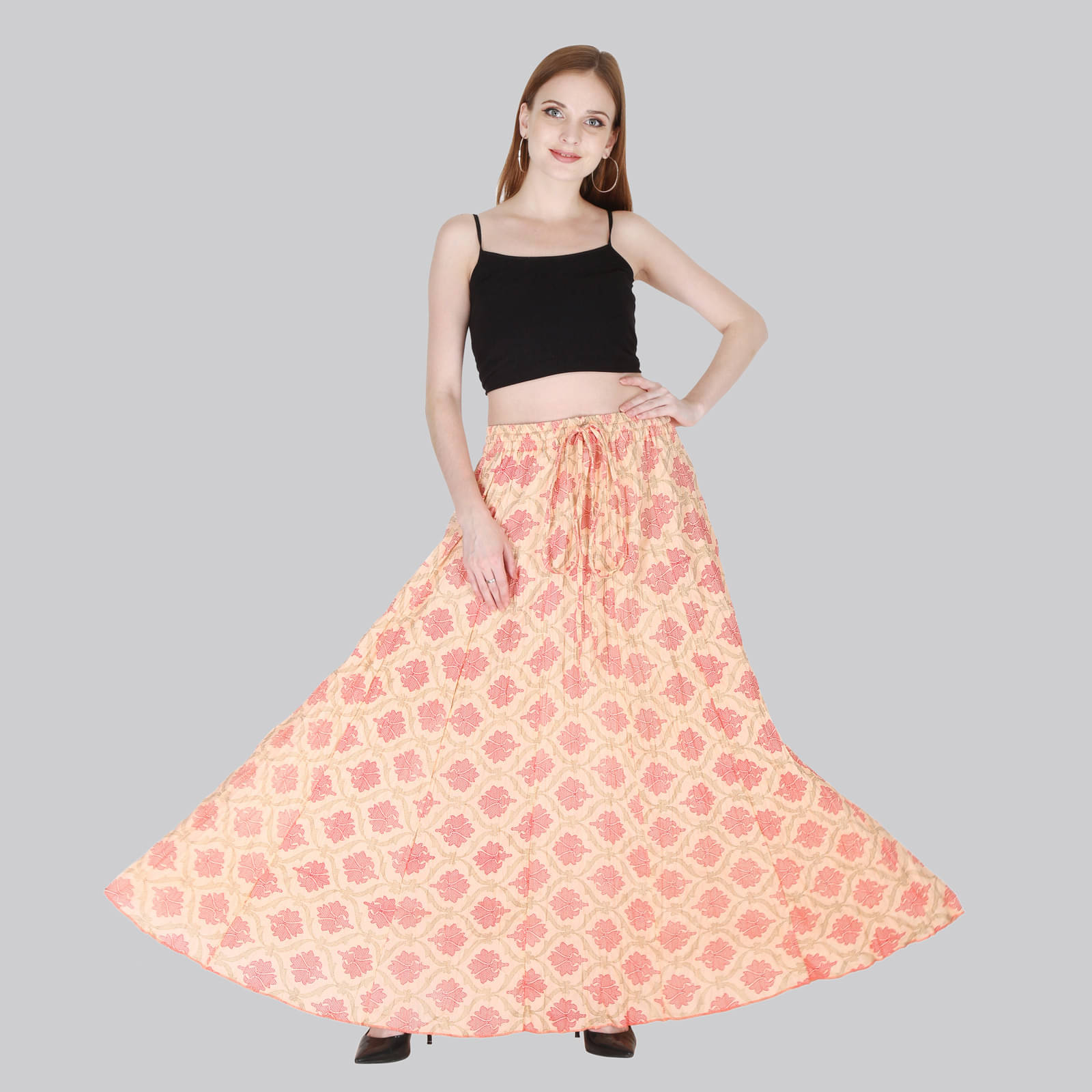     			Sttoffa Peach Rayon Women's Broomstick Skirt ( Pack of 1 )
