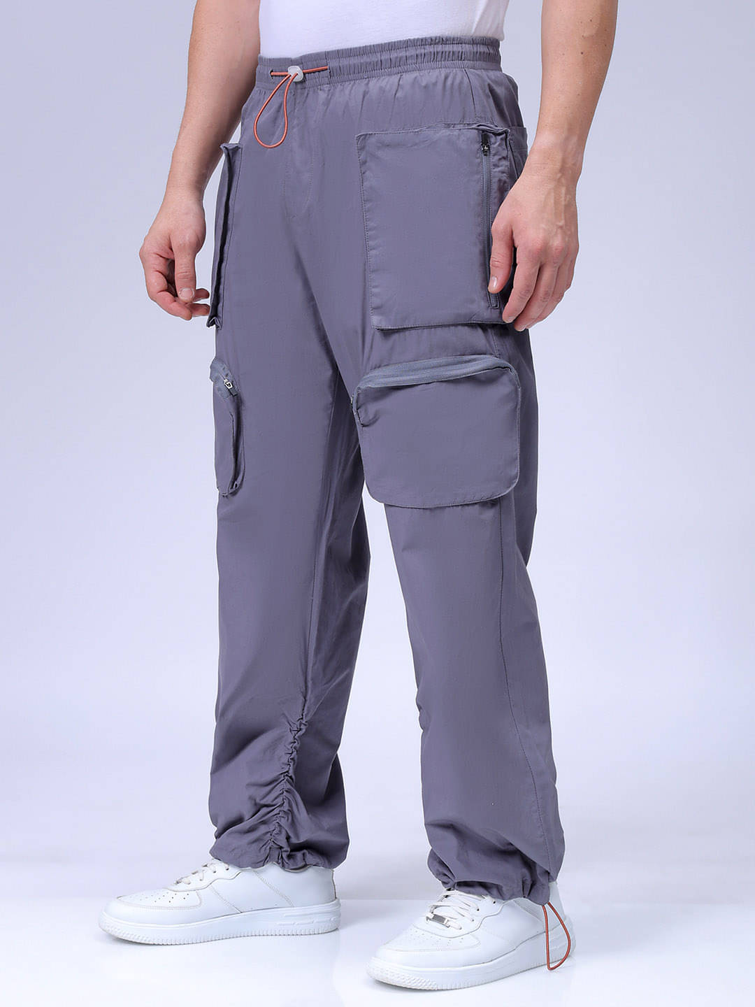    			The Indian Garage Co. Relax Flat Men's Cargos - Silver ( Pack of 1 )