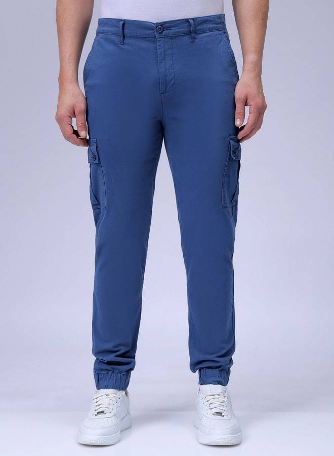     			The Indian Garage Co. Slim Flat Men's Cargos - Blue ( Pack of 1 )