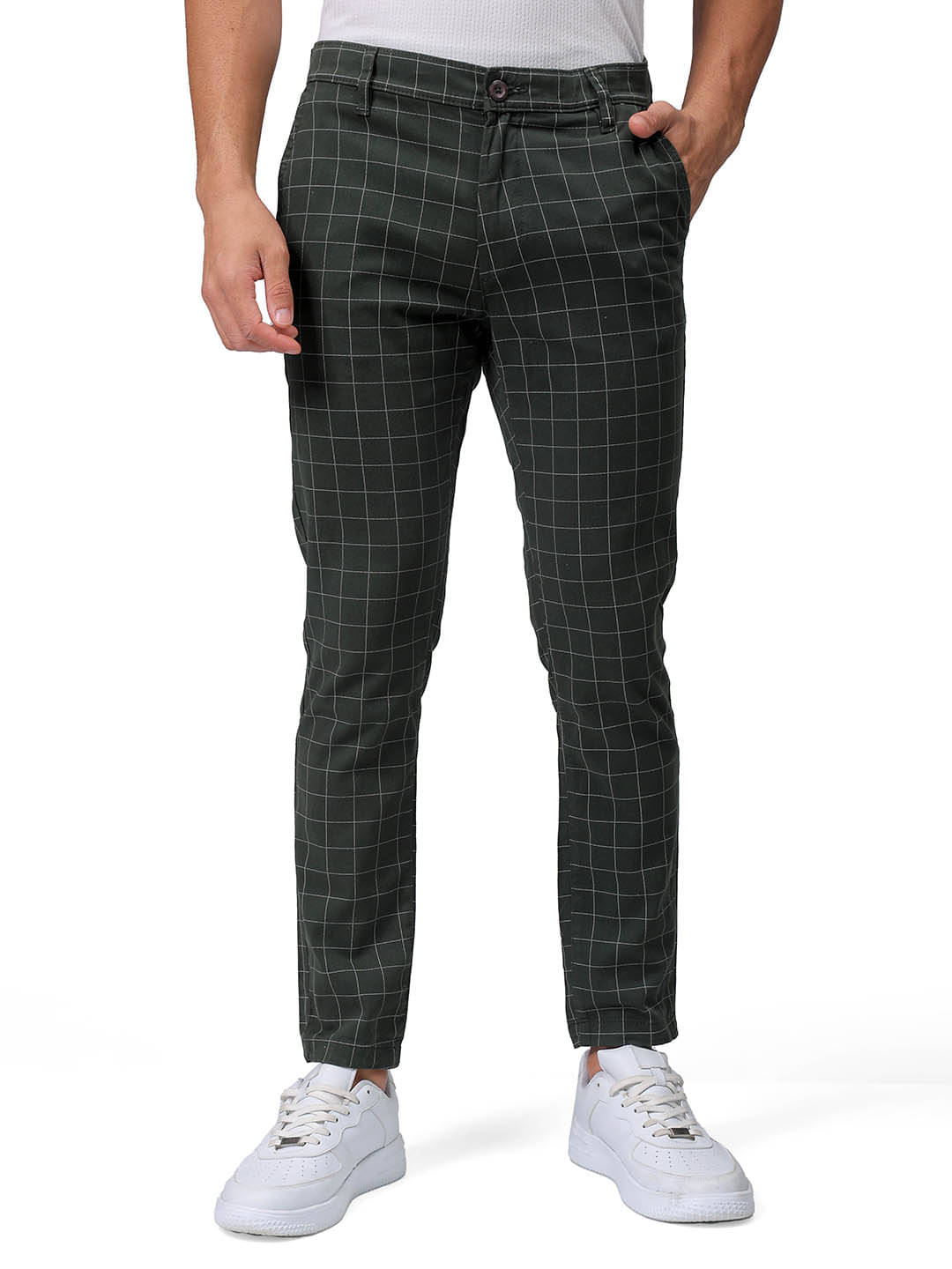     			The Indian Garage Co. Slim Flat Men's Chinos - Green ( Pack of 1 )