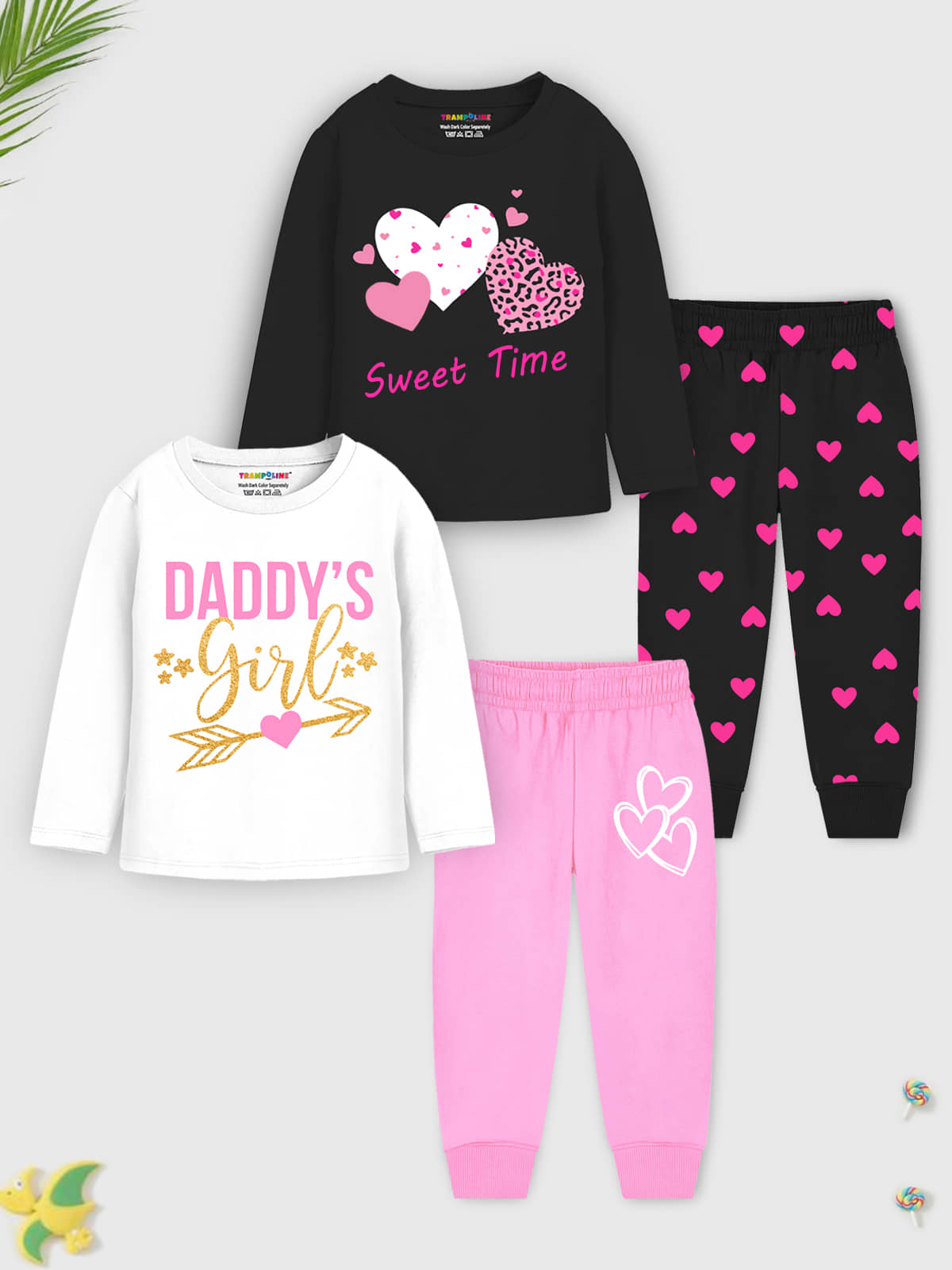 Trampoline Pack of 2 Girls Cotton Blend Nightsuit Set ( Multicolor ) - Nightwear & Loungewear | Buy online on ZillyBuy