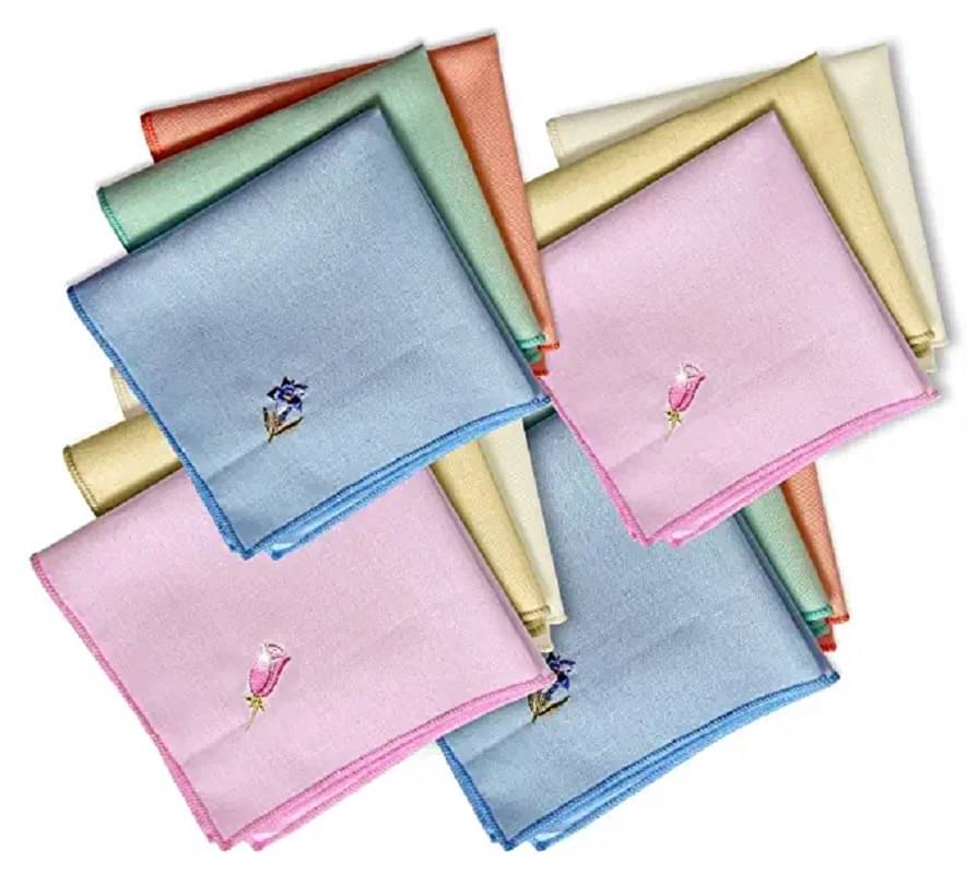 V VANTRA Women's Embroidered Multi Color Pure Cotton Handkerchief for Women and Girls Henky V VANTRA Women's Embroidered Multi Color Pure Cotton Handkerchief for Women and Girls Henky