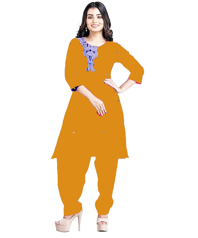     			Vrinde Unstitched Woollen Embroidered Dress Material - Yellow ( Pack of 1 )