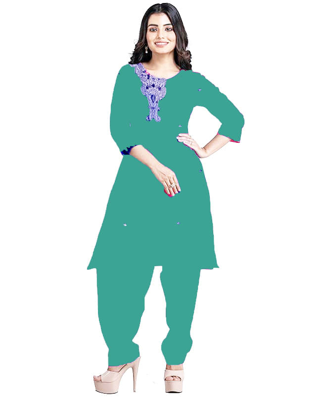     			Vrinde Unstitched Woollen Embroidered Dress Material - Turquoise ( Pack of 1 )
