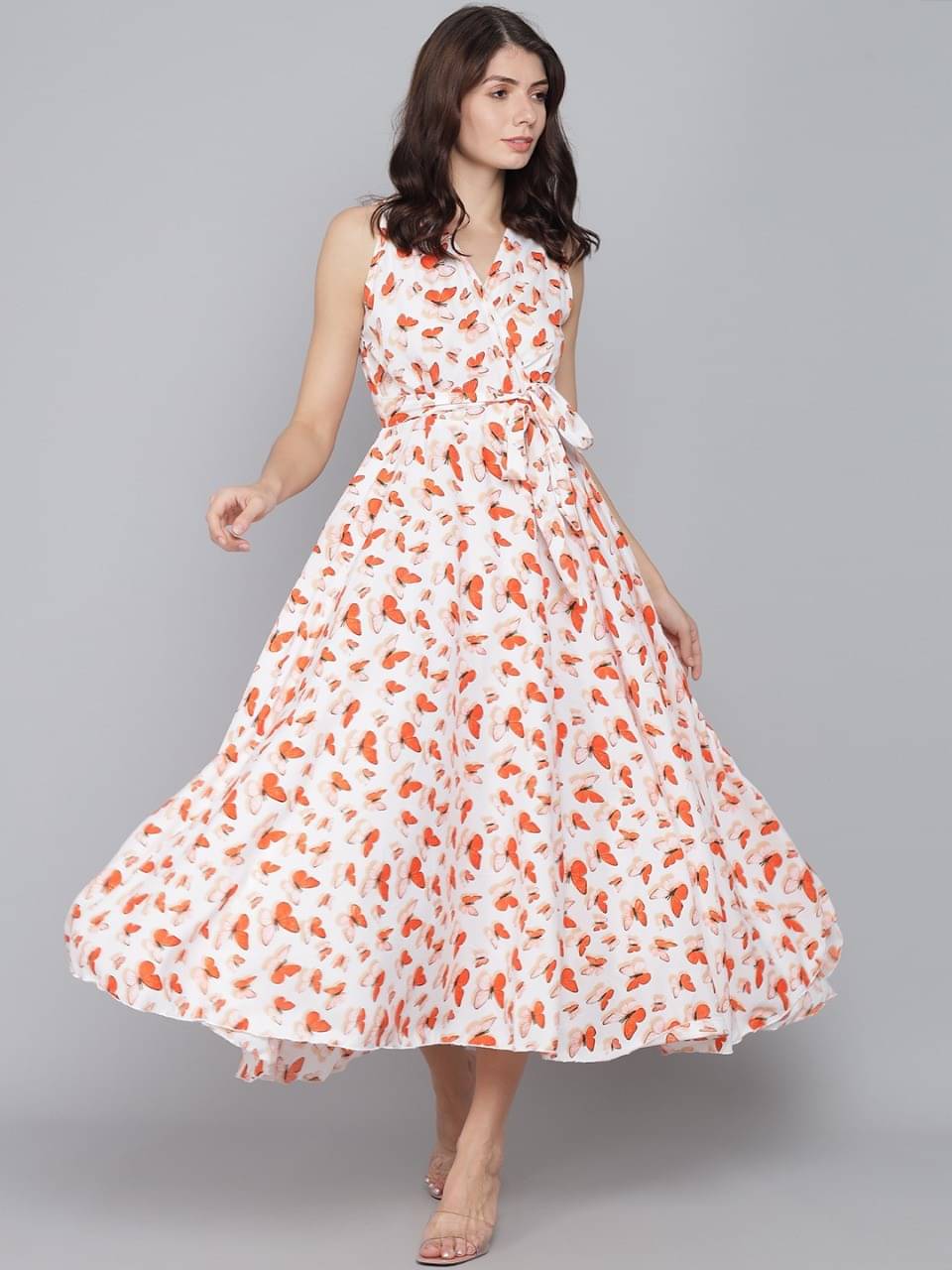 angad tewatia Women Crepe Printed Fit & Flare Dress ( Red ) angad tewatia Women Crepe Printed Fit & Flare Dress ( Red )