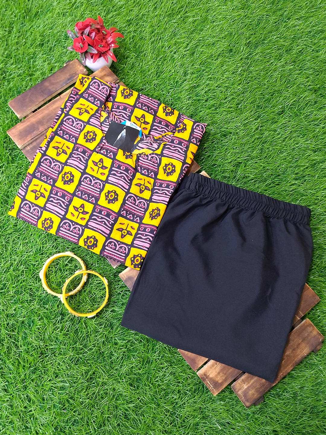 1 Stop Fashion Crepe Printed Kurti With Pants Women's Stitched Salwar Suit - Yellow ( Pack of 1 ) 1 Stop Fashion Crepe Printed Kurti With Pants Women's Stitched Salwar Suit - Yellow ( Pack of 1 )