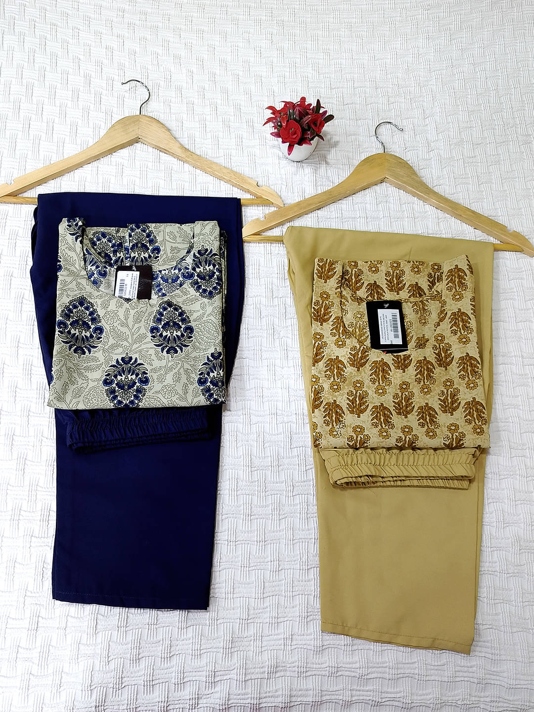     			1 Stop Fashion Crepe Printed Kurti With Pants Women's Stitched Salwar Suit - Grey ( Pack of 2 )
