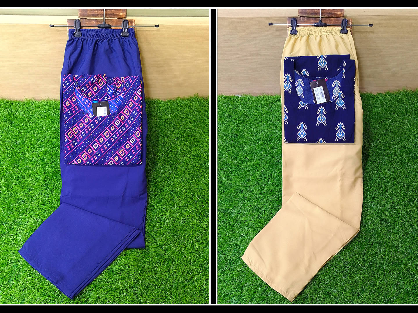 1 Stop Fashion Crepe Printed Kurti With Pants Women's Stitched Salwar Suit - Blue ( Pack of 2 )     			1 Stop Fashion Crepe Printed Kurti With Pants Women's Stitched Salwar Suit - Blue ( Pack of 2 )