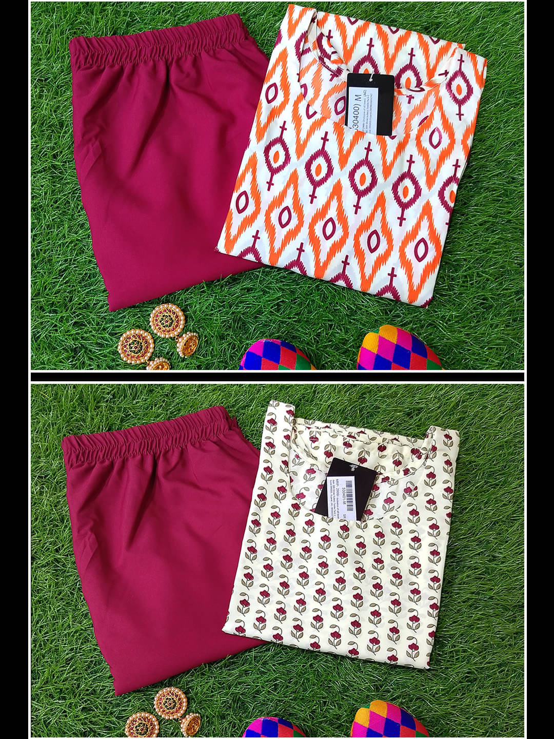 1 Stop Fashion Crepe Printed Kurti With Pants Women's Stitched Salwar Suit - Multicoloured ( Pack of 2 )     			1 Stop Fashion Crepe Printed Kurti With Pants Women's Stitched Salwar Suit - Multicoloured ( Pack of 2 )