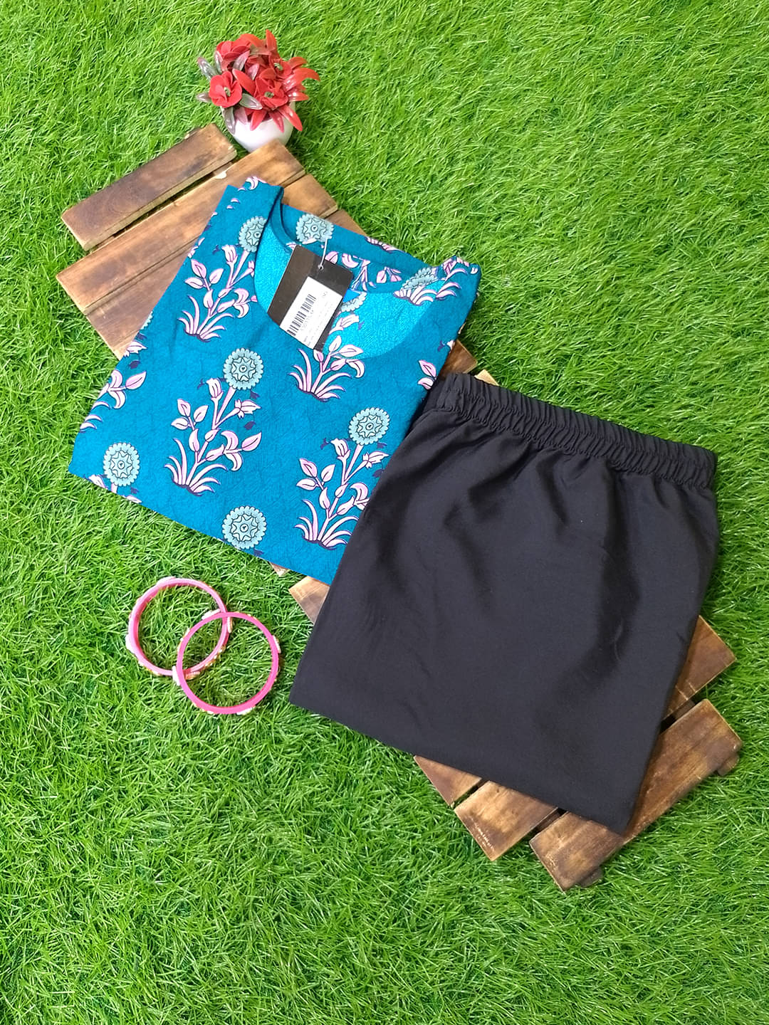 1 Stop Fashion Crepe Printed Kurti With Pants Women's Stitched Salwar Suit - Teal ( Pack of 1 ) 1 Stop Fashion Crepe Printed Kurti With Pants Women's Stitched Salwar Suit - Teal ( Pack of 1 )