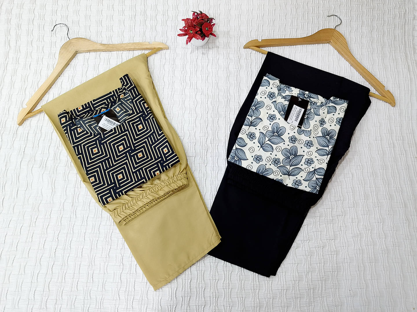     			1 Stop Fashion Crepe Printed Kurti With Pants Women's Stitched Salwar Suit - Black ( Pack of 2 )